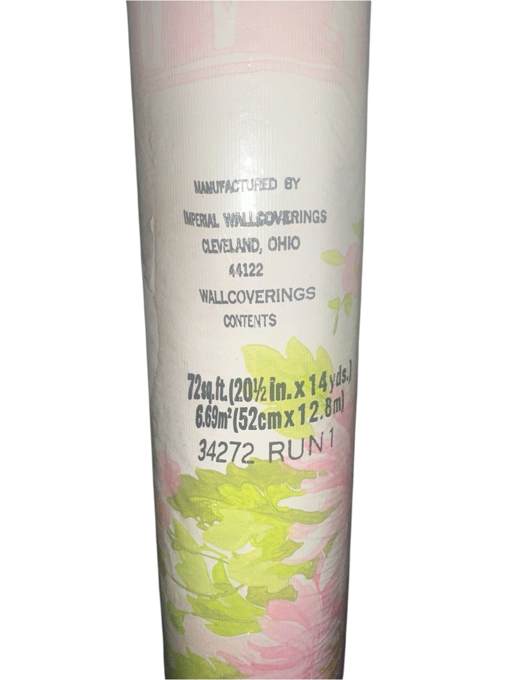 Vintage Imperial Wallcoverings Wallpaper – Pink & Green Floral – Sealed/Unopened